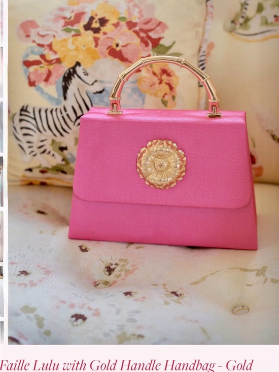 Lisi Lerch Handbags - Structured Pink Mini Top-Handle Bag with Gold Accent